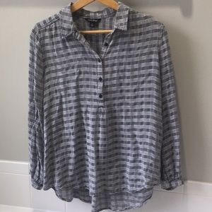 Lucky Brand plaid blouse Sz L EUC